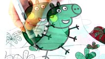 Big George Pig Dinosaur and Peppa Pig Coloring Book Pages VIdeos For Kids with Colored Markers