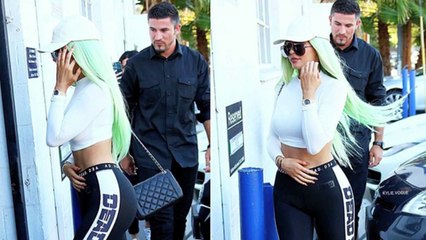 Kylie Jenner Panty Flash In Black Semi-Sheer Leggings