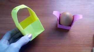 Оригами Коробочка Зайчик и Корзинка по Одной Схеме. Подставка Для Яйца Из Бумаги