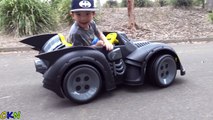 New Batman Batmobile Battery-Powered Ride-On Car Power Wheels Unboxing Test Drive With Ckn Toys