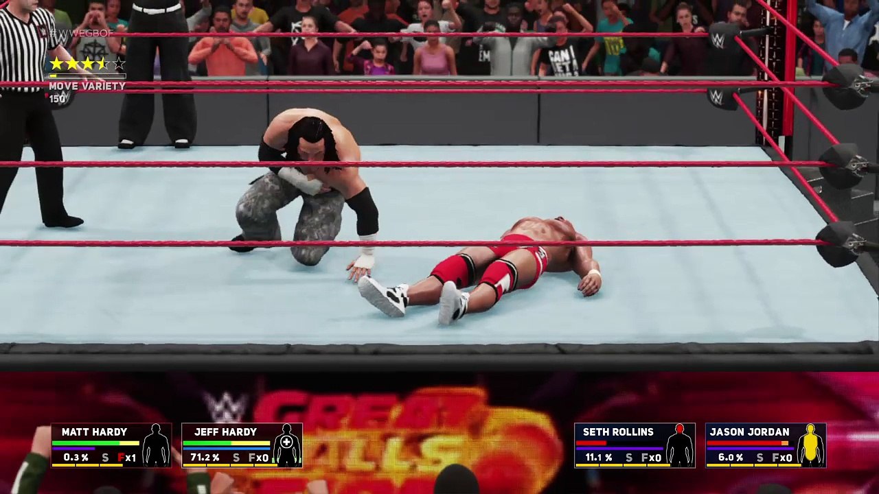WWE 2K18 raw tag team championships TheHardyBoyz vs rollins/Jordan