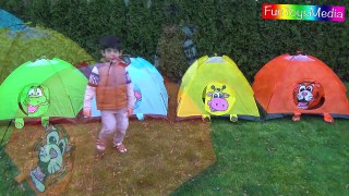 Learn Colors and Animals for Families, Children and Toddlers - Playing Outside in Kids Tents