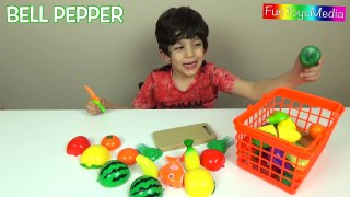 Learning and Cutting Fruits and Vegetables for Children, Toddlers and Babies with Toy Food