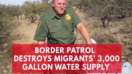 下载视频: Arizona Border Patrol agents destroy water to prevent migrants from surviving desert crossing journey