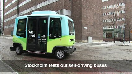 Inauguration of the first self driven bus line in Stockholm