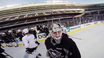 Marc-Andre Fleury Wears Go-Pro at Soldier Field