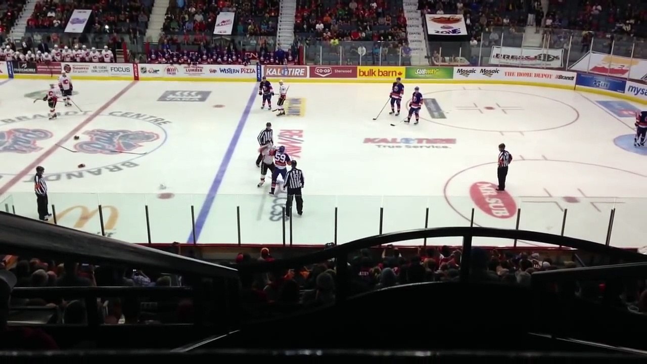 Brian McGrattan vs Brett Gallant fight New York Islanders vs Calgary Flames NHL Pre-season Hockey