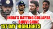 India vs South Africa 3rd test day 1 highlight : India batting stumbles for 187 runs, SA 6/1