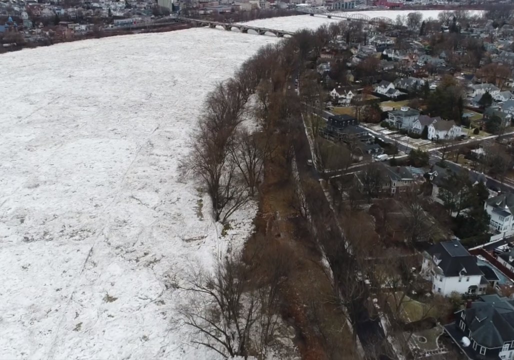 Ice Jams Crowd Susquehanna River Near West Pittston