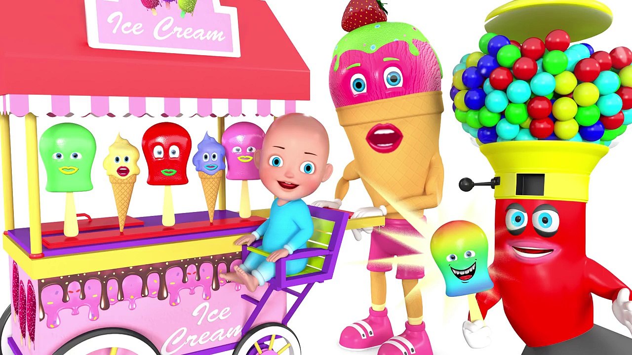 Baby Ice cream man & Gumball man - Learn colors with 3D Cartoon animation for Ki