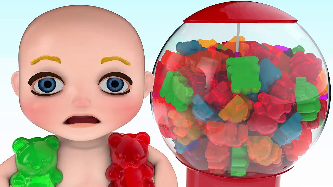 3D baby Learning colors with gumballs and gummy candy _ 3D Animation for kids