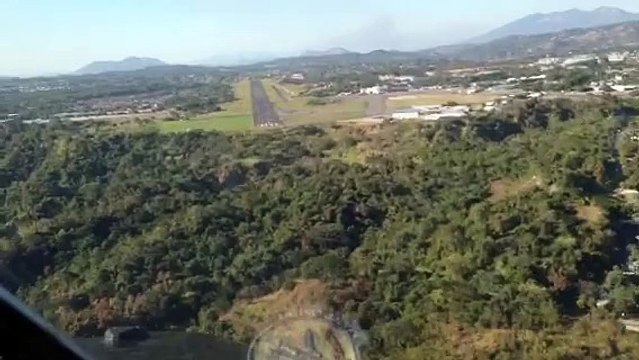 C 130 Landing at Ilopango International Airport San Salvador - Cockpit View