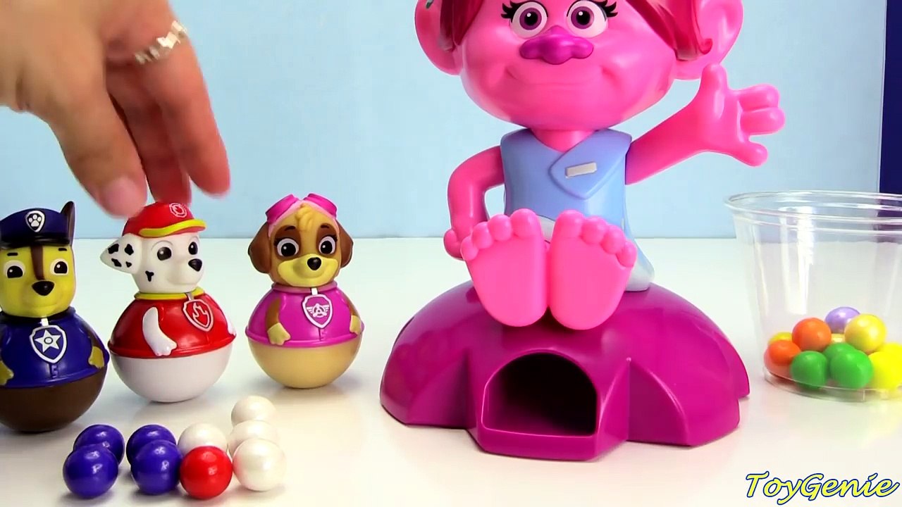 Trolls Movie Poppy Gumball Machine with Paw Patrol Weebles