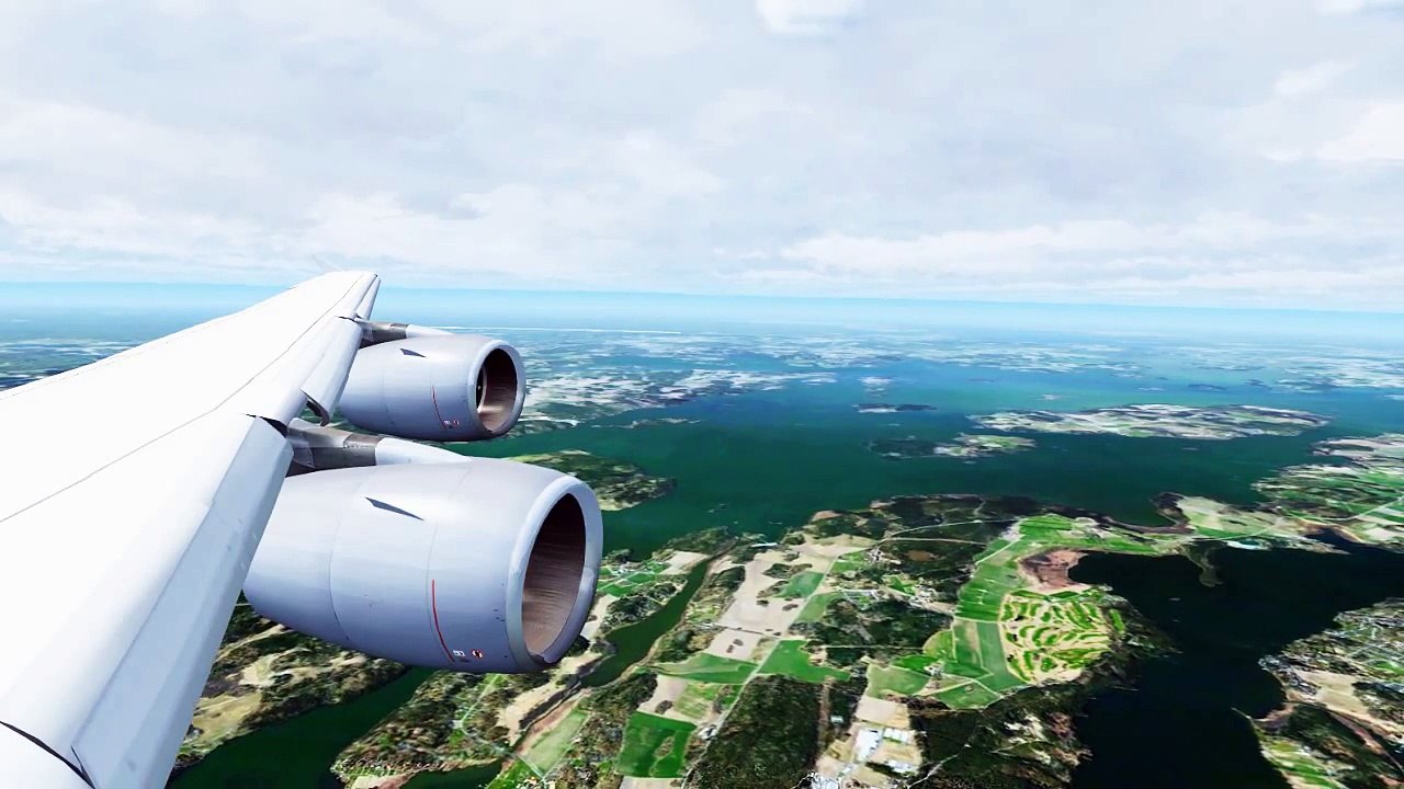 Lufthansa Airbus A380 Landing @ Stockholm Arlanda ( Cockpit Wing ) RWY 01L ( HD