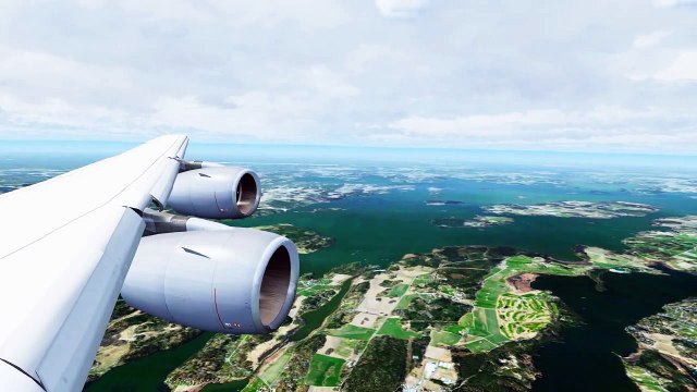 Lufthansa Airbus A380 Landing @ Stockholm Arlanda ( Cockpit Wing ) RWY 01L ( HD