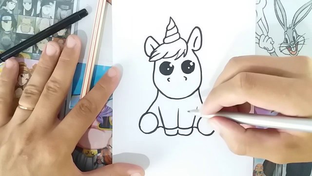 Como desenhar UNCÓRNIO kawaii-comment dessiner une licorne, cómo dibujar unicornio - how to draw unicorn