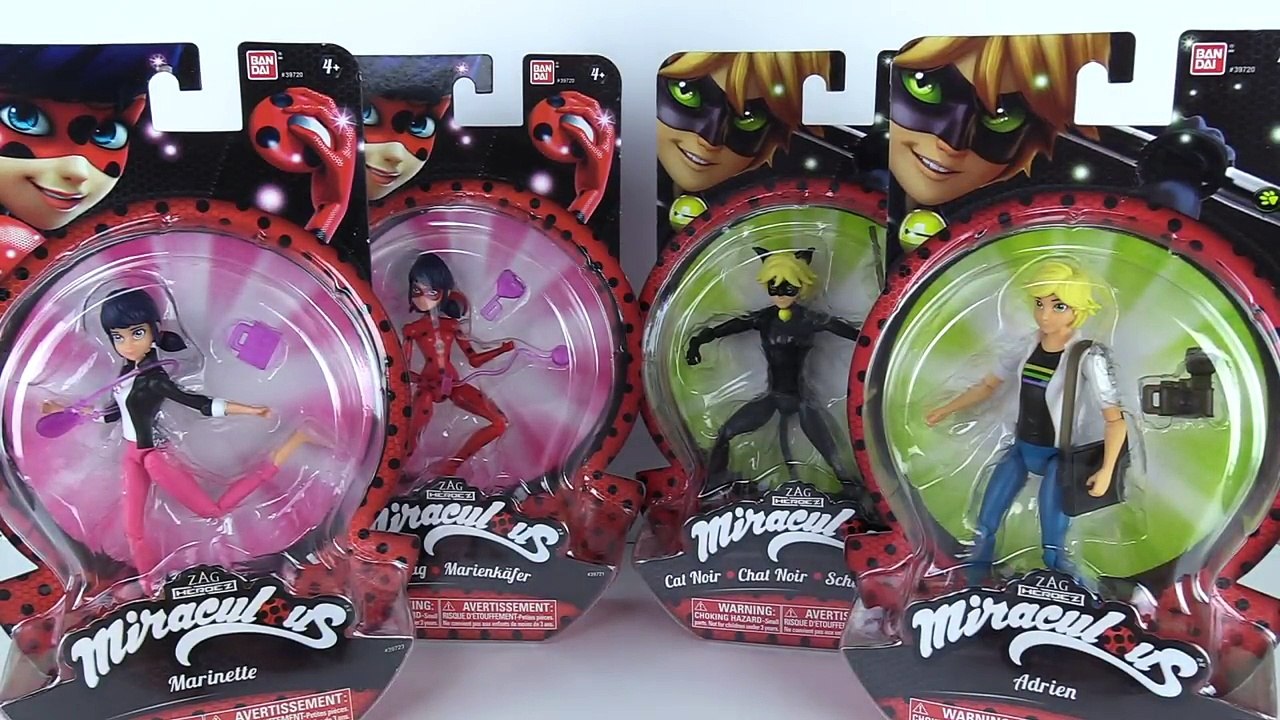 Miraculous Ladybug Action Figure Dolls FULL SET Ladybug, Cat Noir, Marinette, Adrien | Toy Caboodle