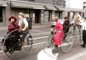 Penny Farthing and Tandem Bikes Seen Gliding Down Melbourne on Australia Day