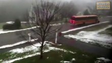 Uncontrolled ice bus with more than 20 students