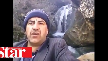 Şelaleyi anlatırken kendinden geçen adam
