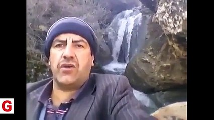 Şelaleyi anlatırken kendinden geçti