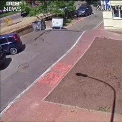 The dramatic moment an underground water pipe in Kiev blows up