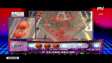 PCSO 9 PM Lotto Draw, January 26, 2018