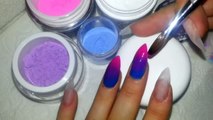 Graphic Neon Ombre Almond Acrylic Nails   Review On Madam Glams Chameleon Gels #1