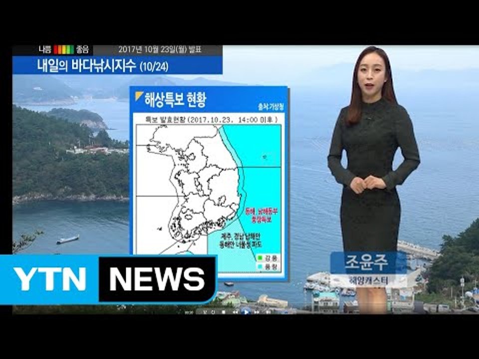 [내일의 바다낚시지수] 10월24일 제주,경남 남해 동해안 너울성 파도 위험 안전사고 유의 / YTN
