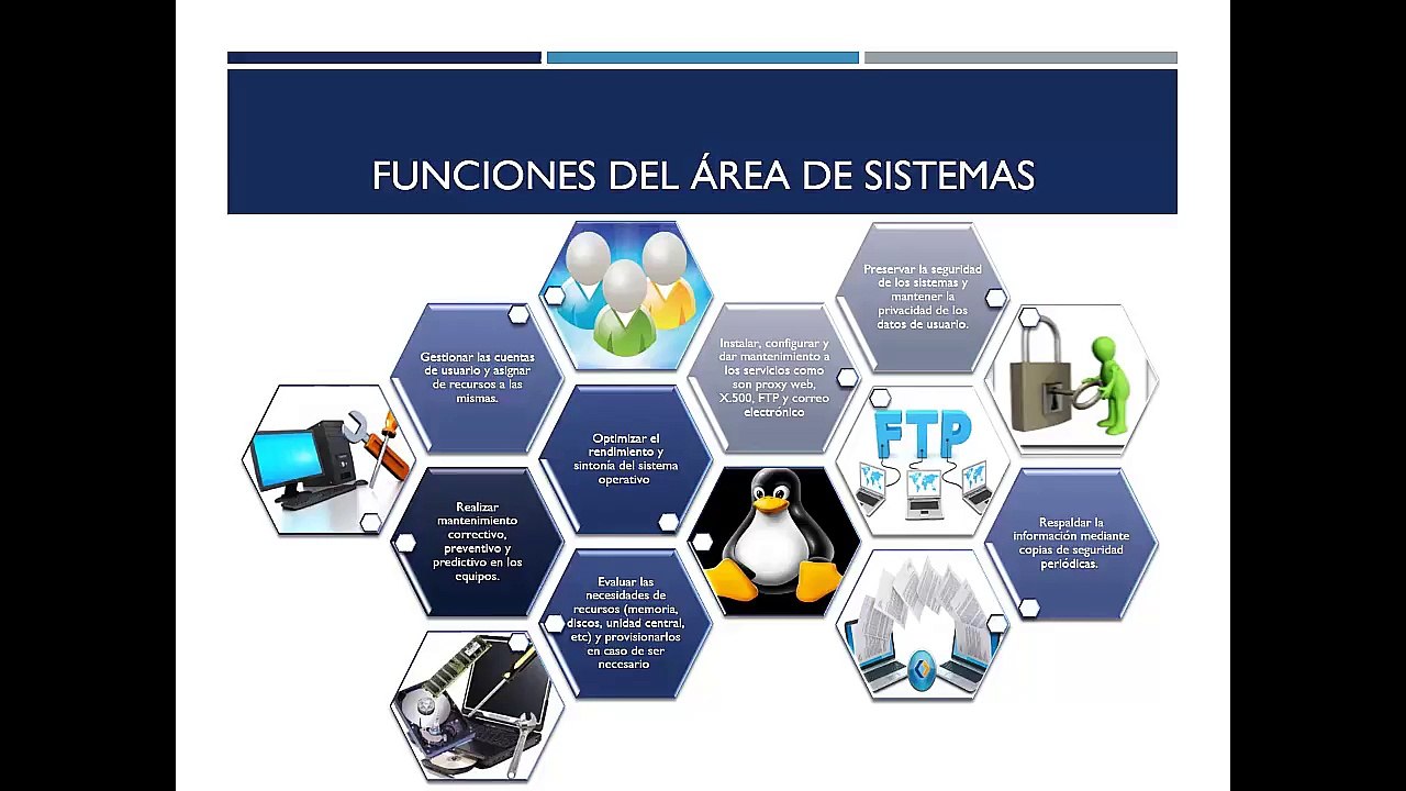 ¿Cuáles son las funciones del área de sistemas?
