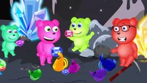 Mega Gummy Bear Play in Superhero Finger Family Nursery Rhymes for kids Toys Fun