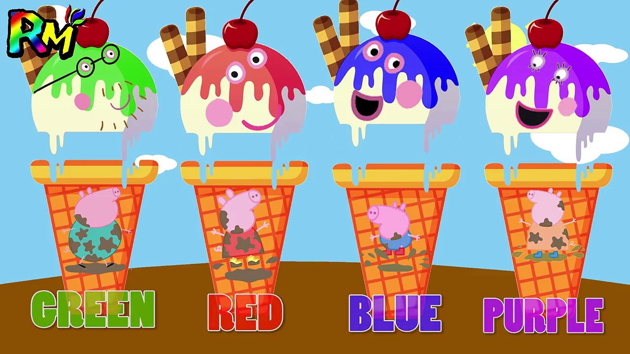 Learn Colors Ice Cream Peppa pig Wrong Face The Alphabet Song Nursery Rhymes Colors for kids-XKzAmZ71ssw