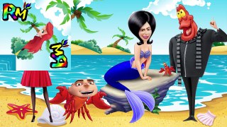 Wrong Heads disney princess Ariel Sebastian Despicable Me Finger family Nursery Rhymes for kids fun-uUXwUEd0-vk