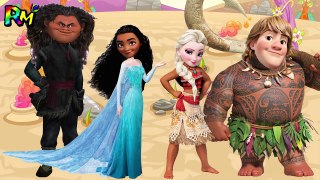 Wrong Heads Elsa Kristoff Moana Maui Finger family Nursery Rhymes for kids fun-mQUiE4kWSns