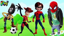 Wrong Heads Sipderman Toy Story Woody Sing Johnny incredibles Finger family song for kids fun-HREofsEH4ic