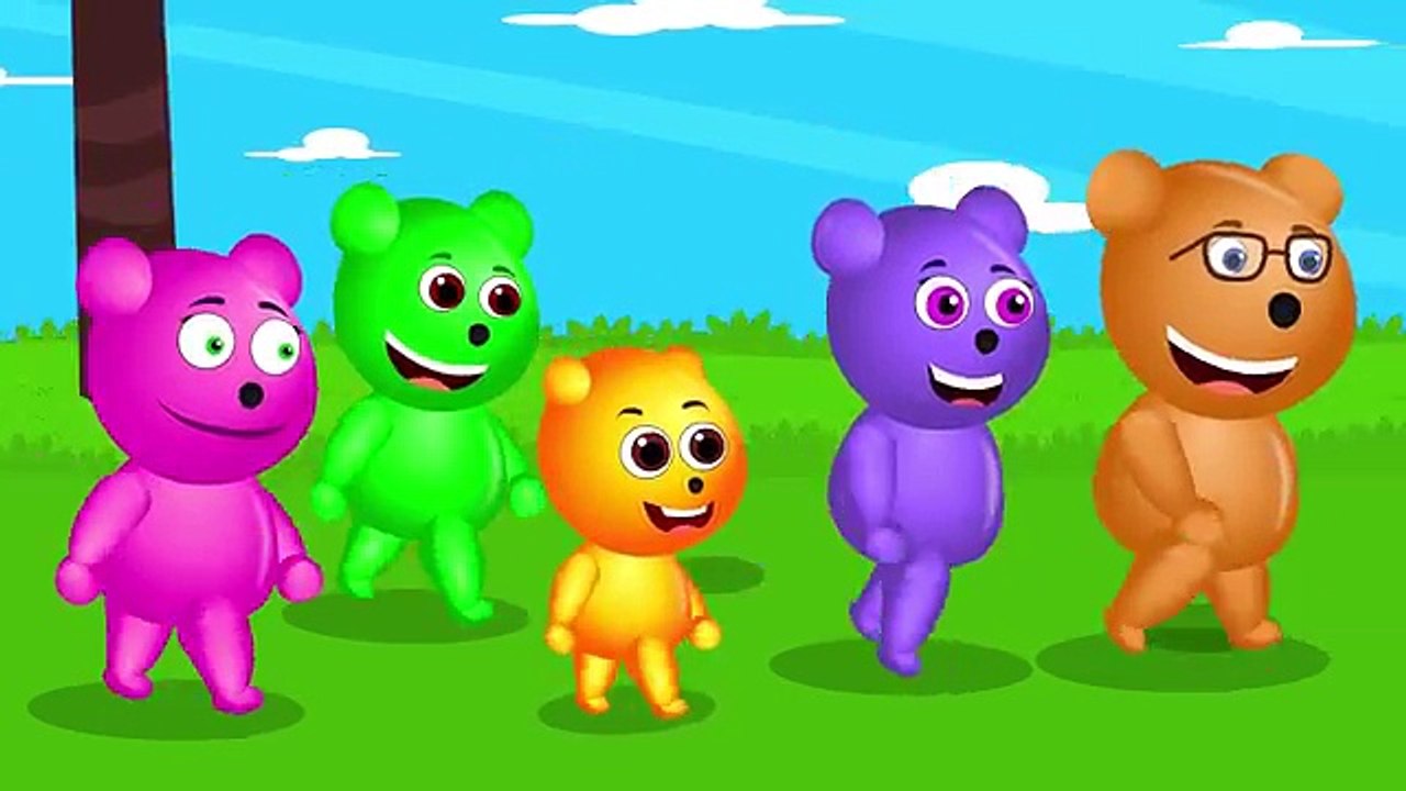 Gummy bear playing naughty fun with colors sticky tape finger family