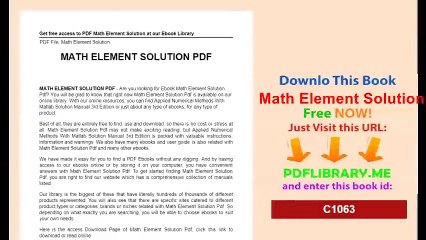 Download Math Element Solution PDF 📚 | Easy Access