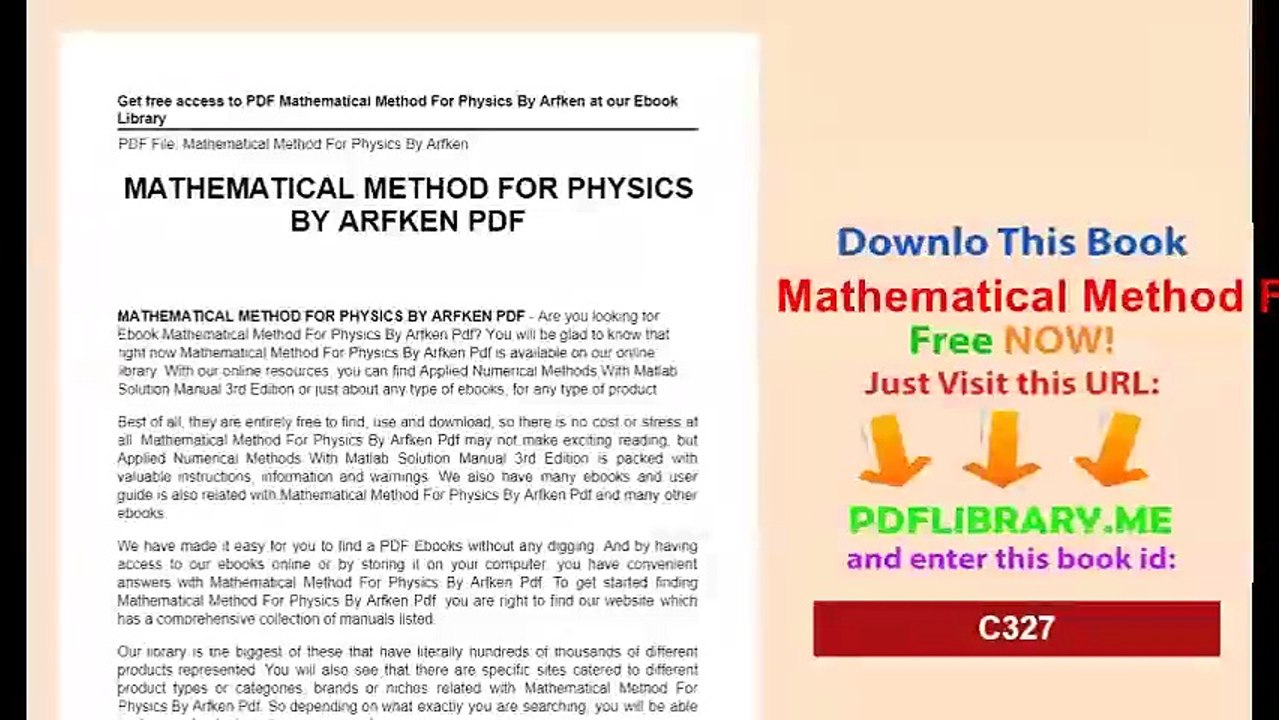 Mathematical Method For Physics By Arfken
