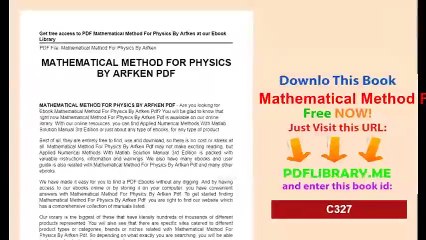 Mathematical Method For Physics By Arfken