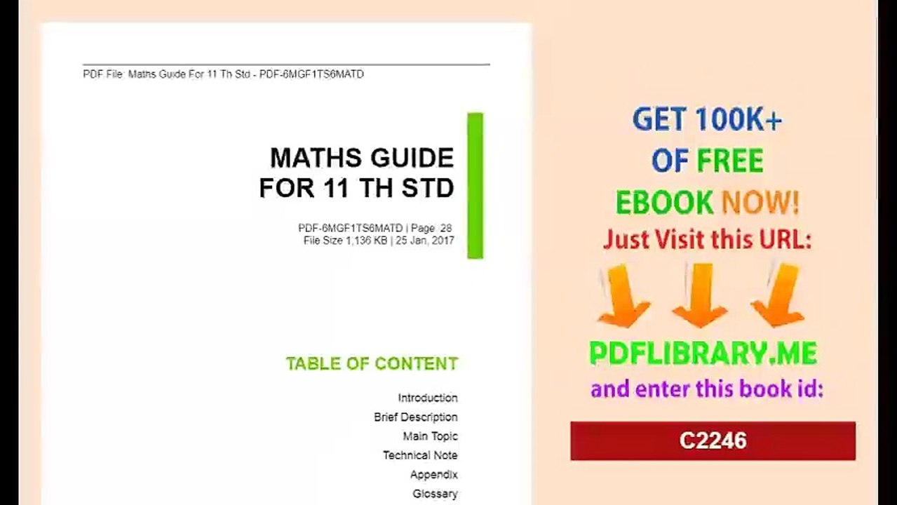 Maths Guide For 11 Th Std