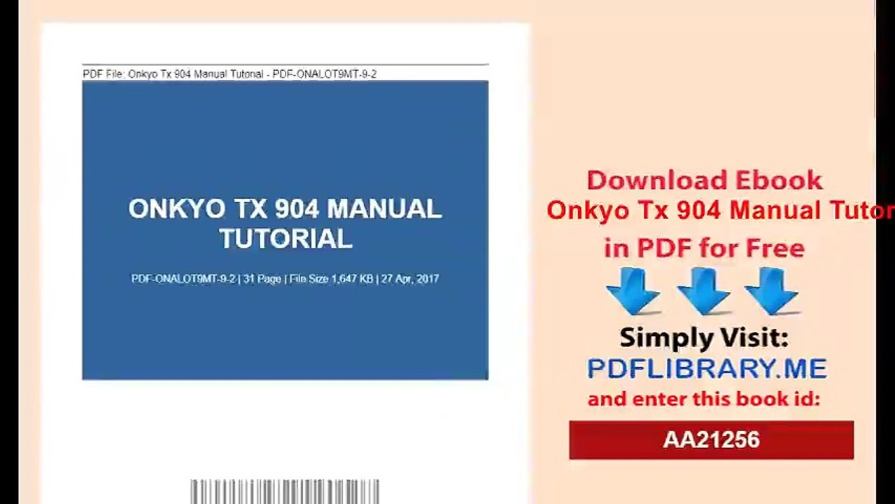 Onkyo Tx 904 Manual Tutorial