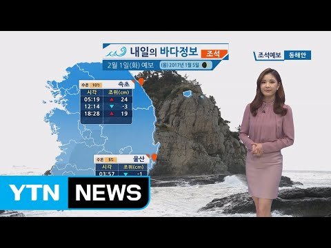 [내일의 바다 정보] 2월 1일 매서운 추위 바다 조차가 작고 유속 느린 소조기 가까워져 / YTN (Yes! Top News)