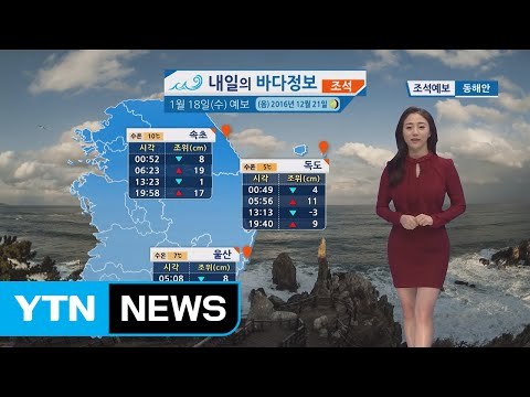 [내일의 바다정보] 1월 18일 구름 낀 날씨, 소조기에 가까워지며 유속 느리고 조차 줄어 / YTN (Yes! Top News)