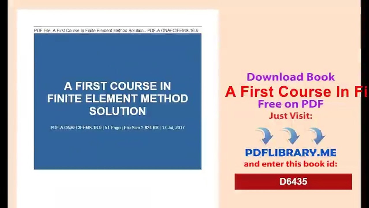 A First Course In Finite Element Method Solution