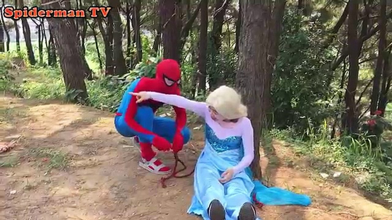 Zombie Frozen Elsa vs Spiderman Joker, Black Spiderman Maleficent Fun Superheroes movie in real life
