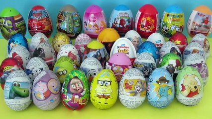 40 Surprise Eggs Kinder Surprise Spongebob Mickey Mouse Disney Cars Spiderman Eggs