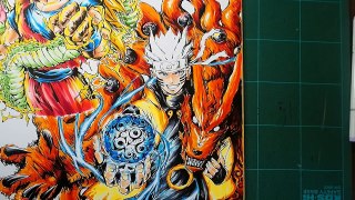 しりとりで【マンガ最強キャラ】描いてみた結果【ドラゴンボール→幽白vsナルトvsヒロアカ】【吉村拓也イラスト】