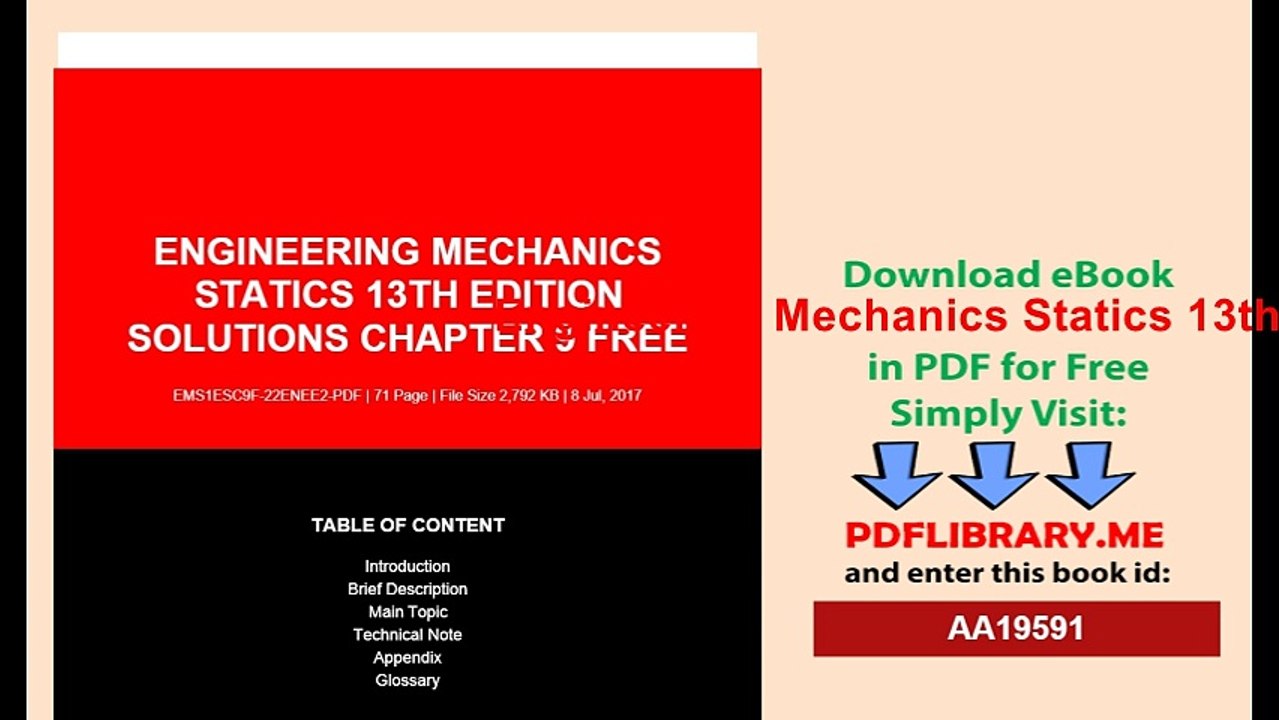 Engineering Mechanics Statics 13th Edition Solutions Chapter 9 Free