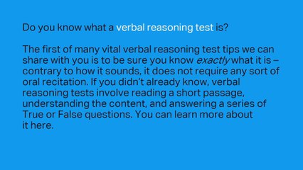 Verbal Reasoning Test Tips