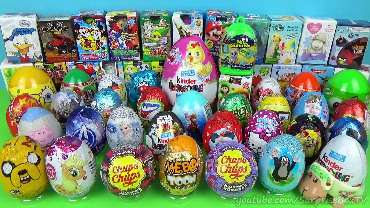 60 Surprise eggs Kinder Surprise Mickey Mouse Zelda Super Mario Sponge Bob